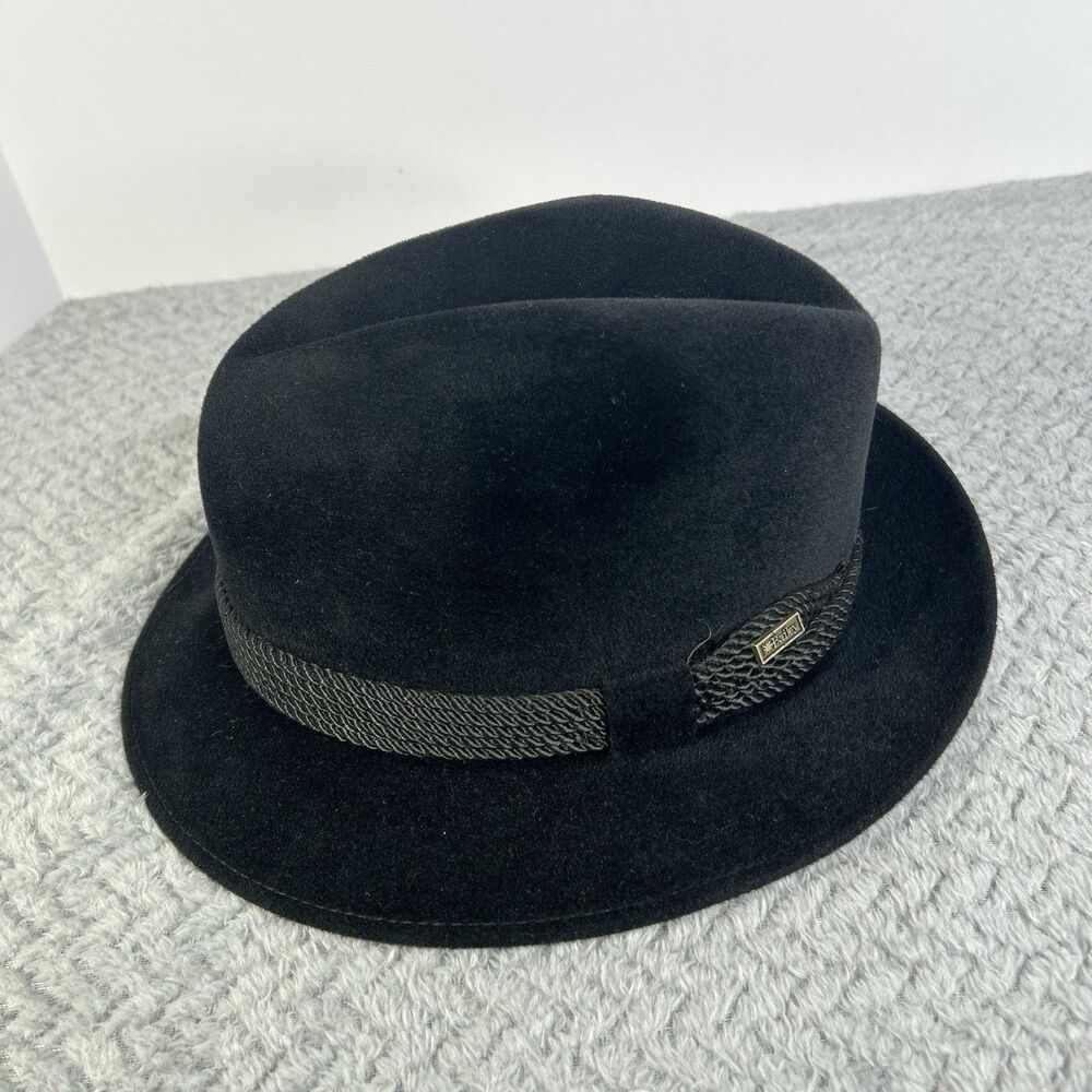 Vintage Bailey of Hollywood Black Imported Furs Fedora Hat Made USA Size 7/56
